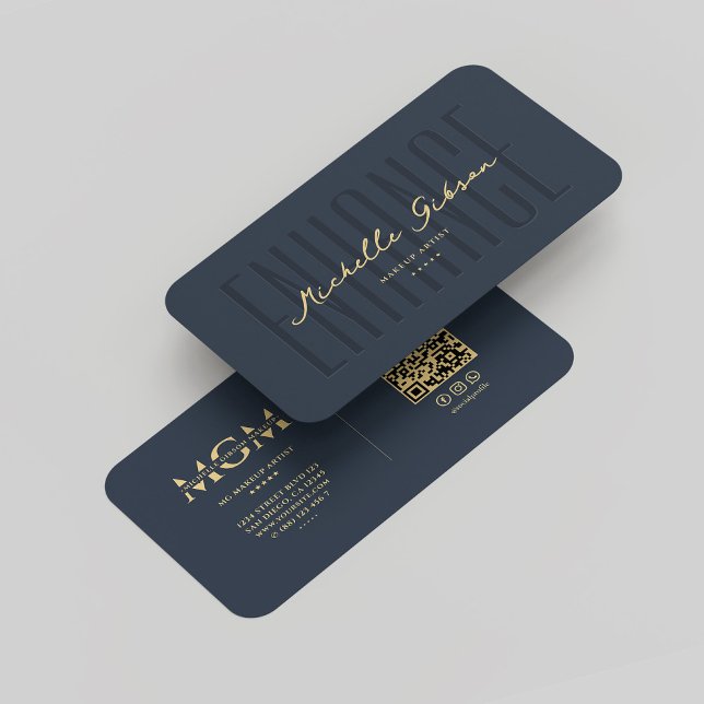 Modern Makeup Artist Monogram Elegant Blue Business Card (Modern Makeup Artist Monogram Elegant Blue Business Card
)