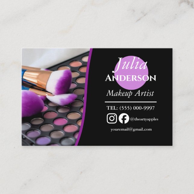 modern Makeup Artist MUA photo small business Card (Front)