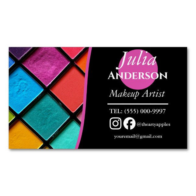 modern Makeup Artist MUA photo small business Magnetic Business Card (Front)