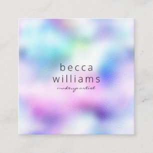 Modern makeup artist pastel rainbow square business card