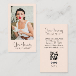 Modern Makeup Artist Photo QR Code Business Card