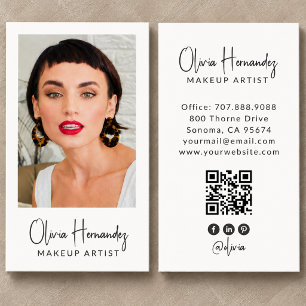 Modern Makeup Artist Photo QR Code Business Card