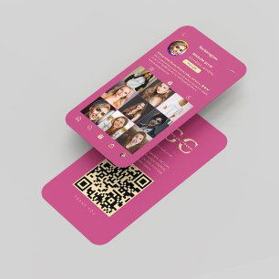 Modern Makeup Artist Pink Instagram Grid Business Card
