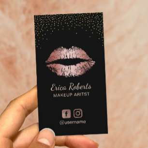 Modern Makeup Artist Rose Gold Lips Appointment Card