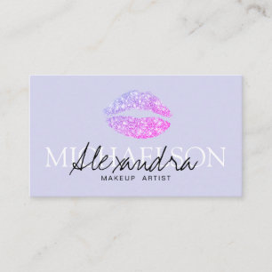 Modern makeup artist signature lavender business card