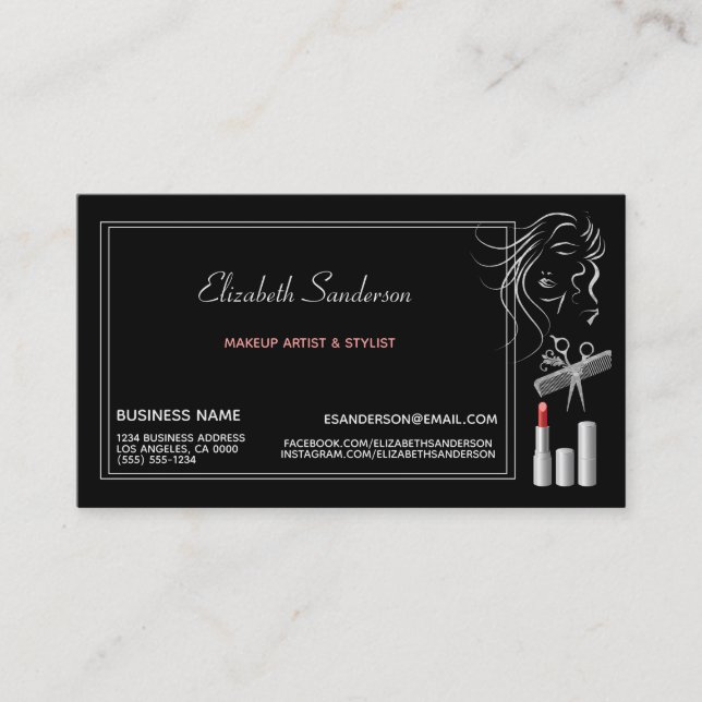Modern Makeup artist stylist appointment Business Card (Front)