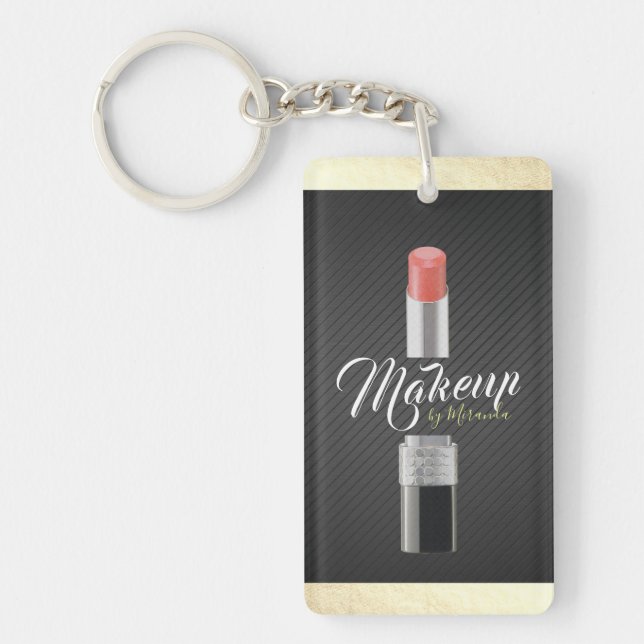 Modern Makeup Artist Stylist Beauty Salon Lipstick Key Ring (Front)