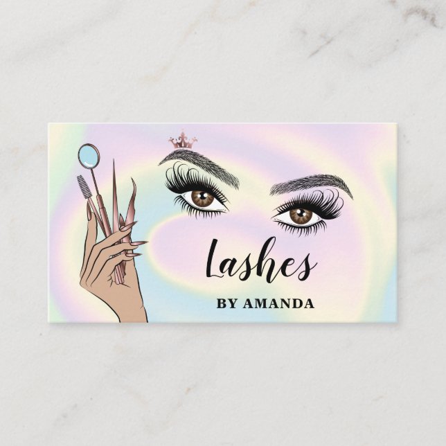 Modern Makeup Eyebrow Eyes Lashes Girly Business Card (Front)