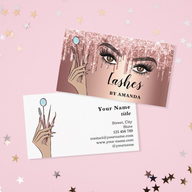 Modern Makeup Eyebrow Eyes Lashes Girly Business Card (Creator Uploaded)