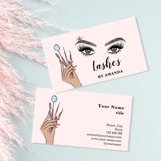 Modern Makeup Eyebrow Eyes Lashes Girly Business Card (Creator Uploaded)