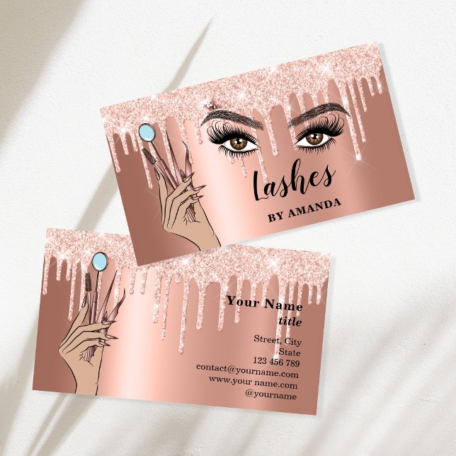 Modern Makeup Eyebrow Eyes Lashes Girly Business Card (Creator Uploaded)