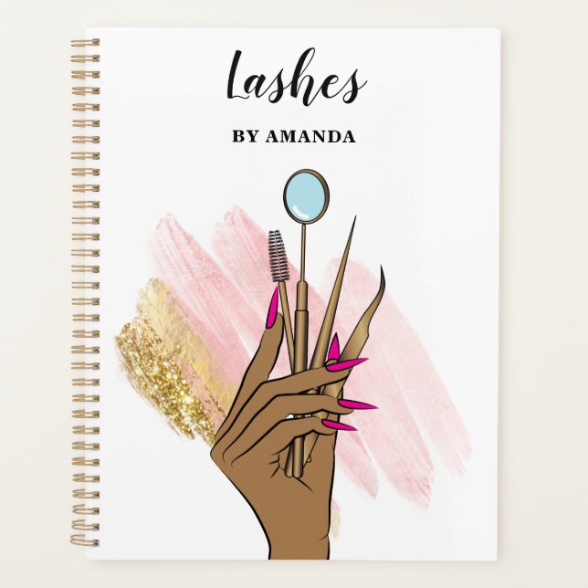Modern Makeup Eyebrow Eyes Lashes Girly Planner (Front)