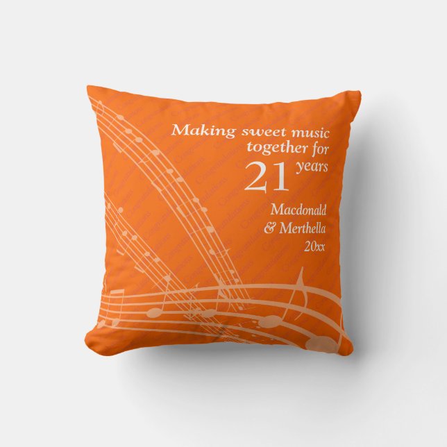 Modern | MAKING SWEET MUSIC | 21st BRASS Wedding Cushion (Front)