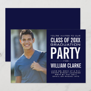 Modern Male Grad Graduation Party Invitation