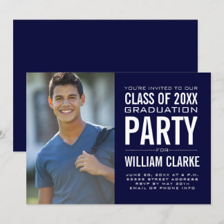 Modern Male Grad Graduation Party Invitation