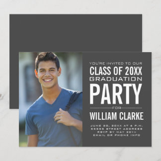 Modern Male Grad Graduation Party Invitation