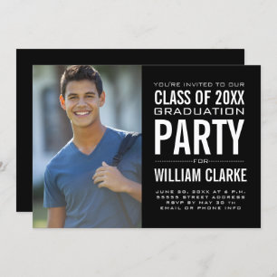 Modern Male Grad Graduation Party Invitation