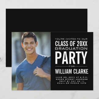Modern Male Grad Graduation Party Invitation
