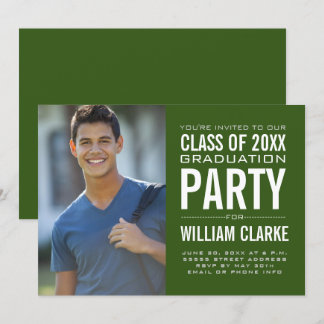 Modern Male Grad Graduation Party Invitation