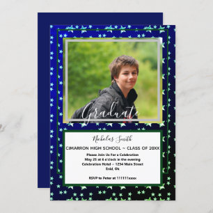 MODERN MALE GRAD STARS BLUE   GRADUATION PARTY INVITATION