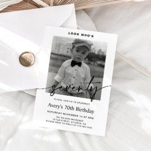 Modern Male Minimalist Photo 70th Birthday Invitation