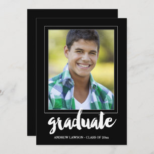 Modern Male Photo Frame Graduation Party Invite
