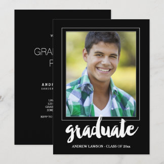 Modern Male Photo Frame Graduation Party Invite