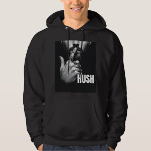 Modern Man Shushing Gesture HUSH Graphic Hoodie
