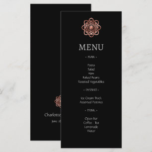 Modern Mandala Celtic Knot Rose Gold Wedding Menu