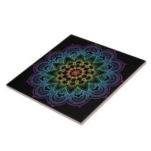 Modern Mandala Colouring Datura Flower Ceramic Til Tile