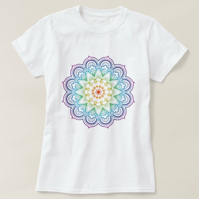 Modern Mandala Colouring Datura Flower T-Shirt (Design Front)