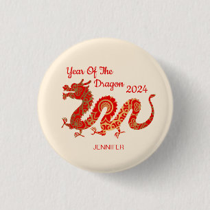 Modern Mandala Dragon 2024 Chinese New Year 3 Cm Round Badge