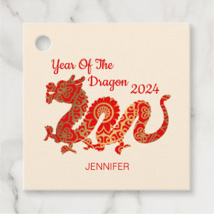 Modern Mandala Dragon 2024 Chinese New Year Favour Tags