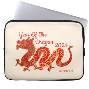 Modern Mandala Dragon 2024 Chinese New Year  Laptop Sleeve