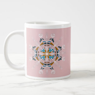 Modern Mandala Floral Blush Pink Bohemian Art Large Coffee Mug