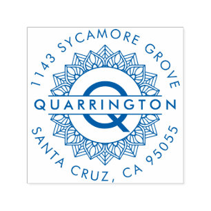 Modern Mandala Monogram Last Name Return Address Self-inking Stamp