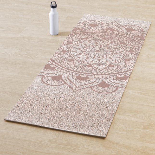 Modern Mandala Om Rose Gold Glitter Chic Exercise Yoga Mat (In Situ)