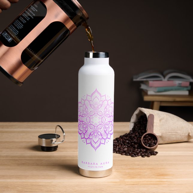 Modern Mandala Purple Pink Boho Spiritual  Water Bottle (Coffee)