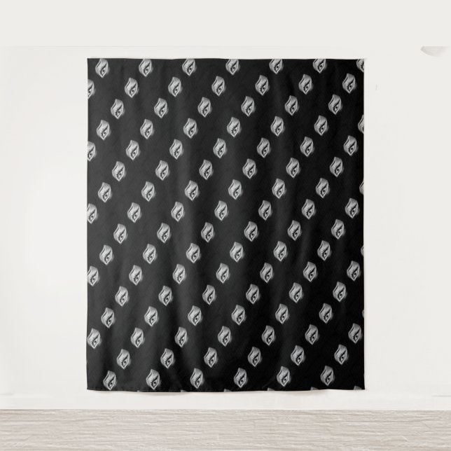 MODERN Mandala SMALL LINES - BLACK EYE Tapestry (Front)