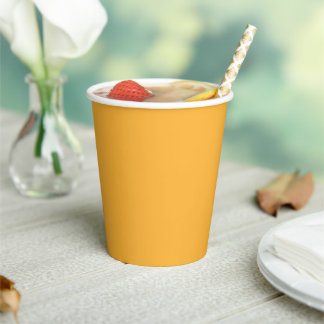 Modern Mango Yellow Plain Solid Colour Paper Cups