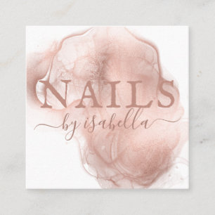 Modern Manicurist Nail Salon Rose Gold  Square Business Card