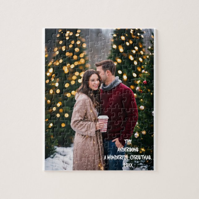 Modern Manimal l Christmas Couple Photo Jigsaw Puzzle (Vertical)