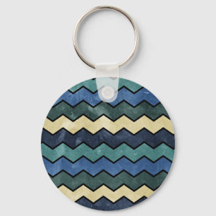 Modern Manly Blue Chevrons Key Ring