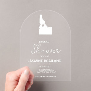 Modern Map of Idaho State Bridal Shower   Acrylic Invitations