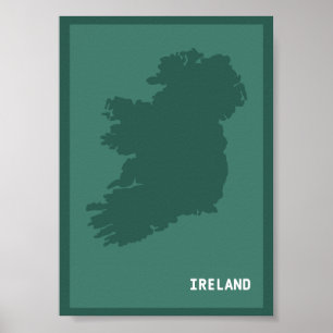 Modern Map Of Ireland / Éire   Irish Emerald Isle  Poster