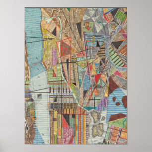 Modern Map of New York I 2 Poster