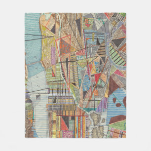 Modern Map of New York I Fleece Blanket