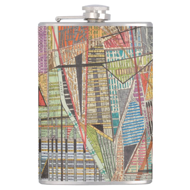 Modern Map of New York I Hip Flask (Front)