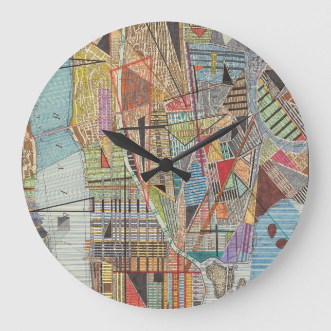 Modern Map of New York I Large Clock (Front)