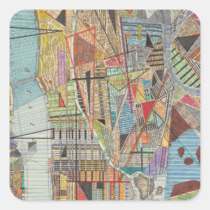 Modern Map of New York I Square Sticker